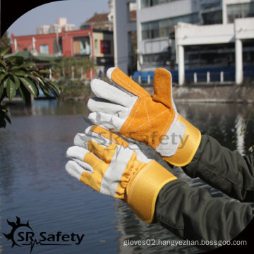 SRSAFETY High quality cow split leather gloves/cowhide gloves docker gloves